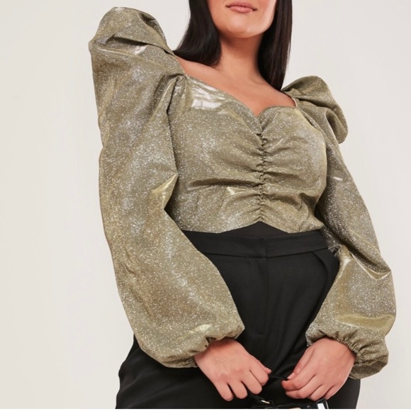 Missguided Tops Nwt Gold Glitter Body Suit Plus Size Poshmark